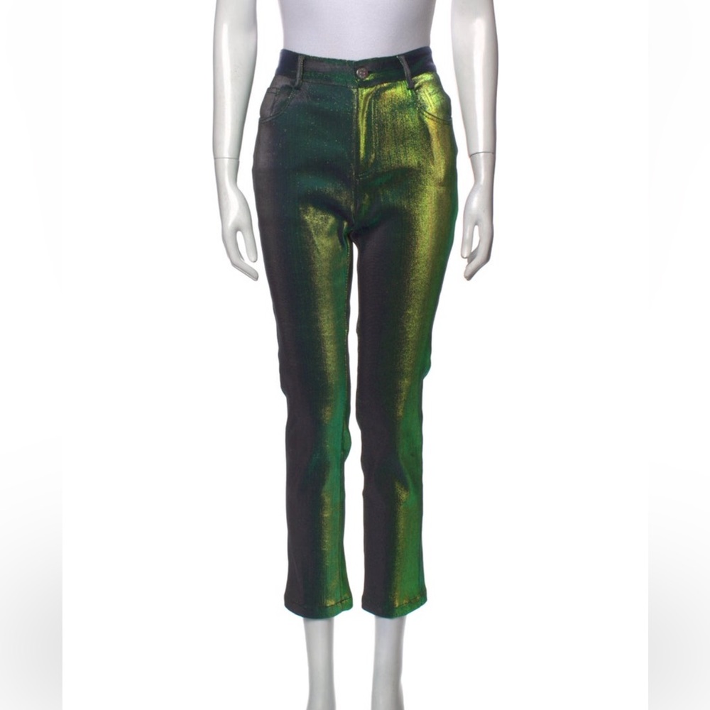 NWOT AREA green metallic pant